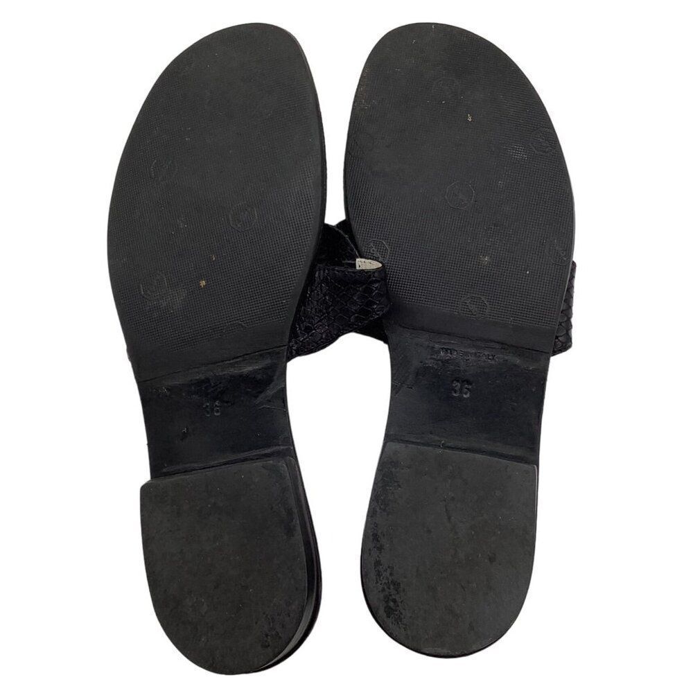 Fratelli Rossetti Thong Sandals EU 35 US 5 Black Leather Flat Flip Flops Italian - Picture 6 of 8